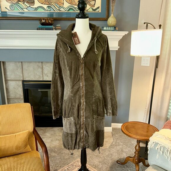 NWT XCVI Khaki Hooded Utility Jacket size medium cool features! - Picture 1 of 12